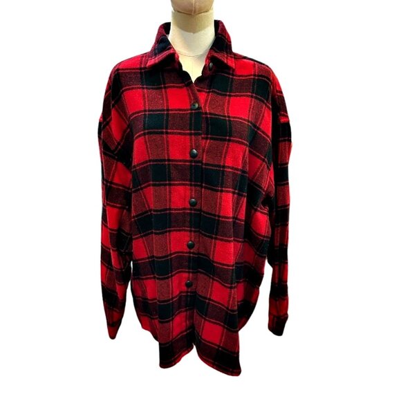 VTG Francois Girbaud Flannel Plaid Shirt Sz Large VERY Oversized Wool Blend READ - Picture 1 of 7